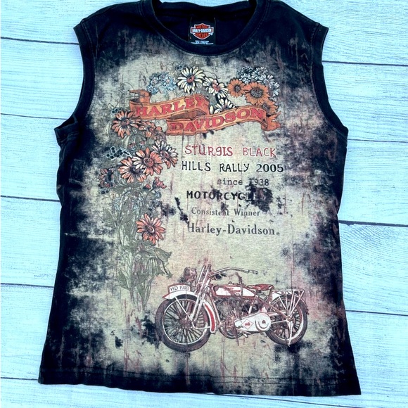 Harley-Davidson Tops - Harley-Davidson Graphic Sleeveless Tshirt Women Size Large